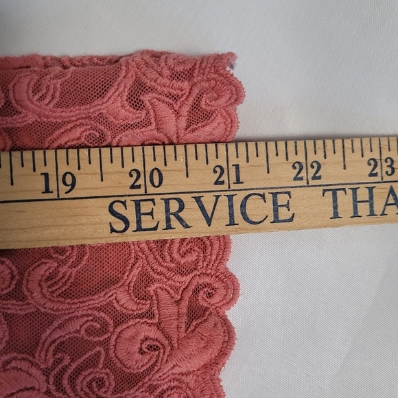 Soft Surroundings Women's Button Up 100%Cotton Salmon Top Size M Lace Detail - Picture 12 of 12